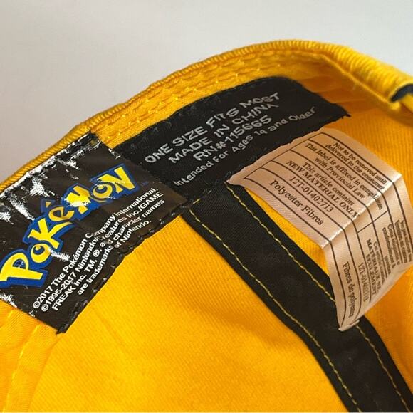 2017 Pokemon Nintendo Creatures Game Freak Yellow Hat Ballcap One Size Fits Most - Picture 5 of 6